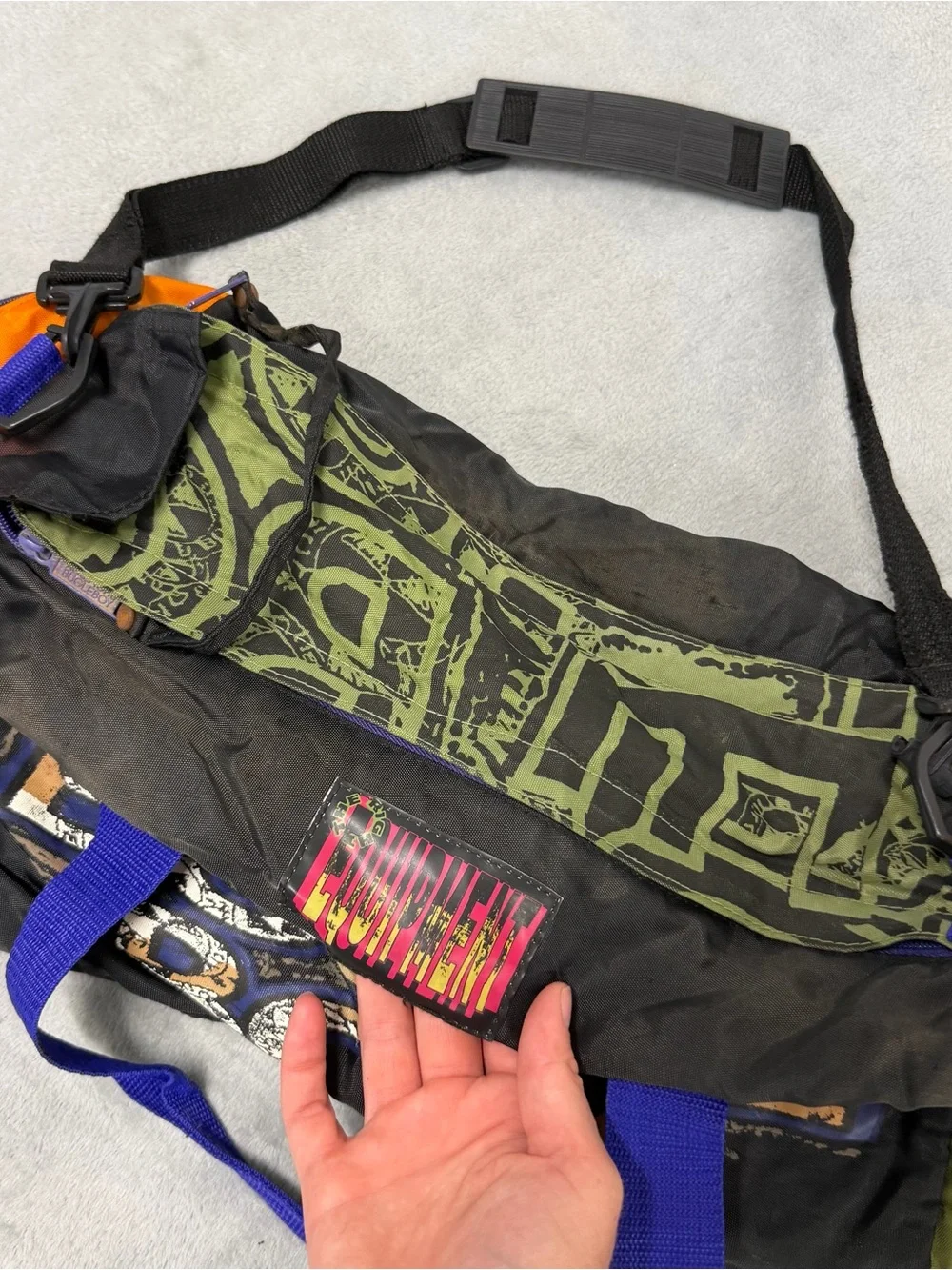 VTG 90s Bugle Boy Equipment Duffel Bag Gym Travel Colorblock Graphic Retro